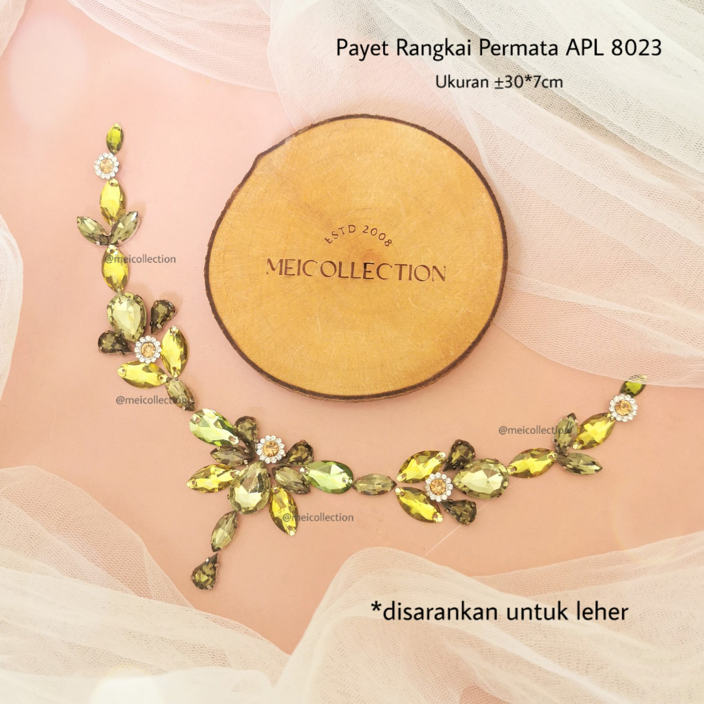 Payet rangkai bunga 3d kebaya premium APL 8023 hijau olivine
