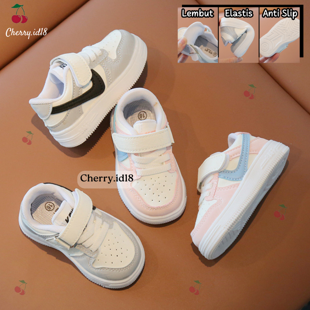 Cherry COD 6bulan - 2tahun Sepatu Sneaker Pastel Anak Import / Sepatu Anak Laki Laki / Sepatu Anak Perempuan / Sepatu Bayi X08