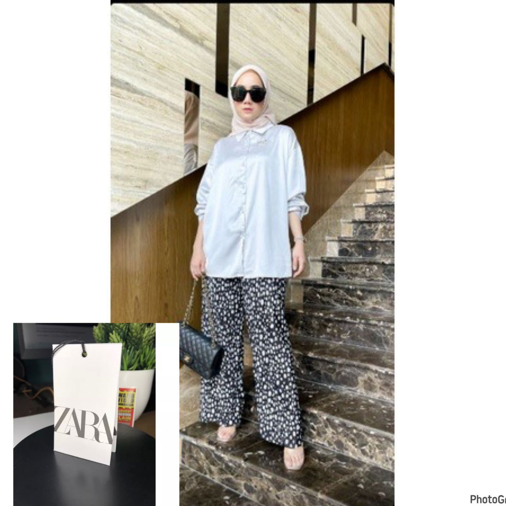 ZHARA SATIN OVERSIZED SHIRT / KEMEJA WANITA SATIN