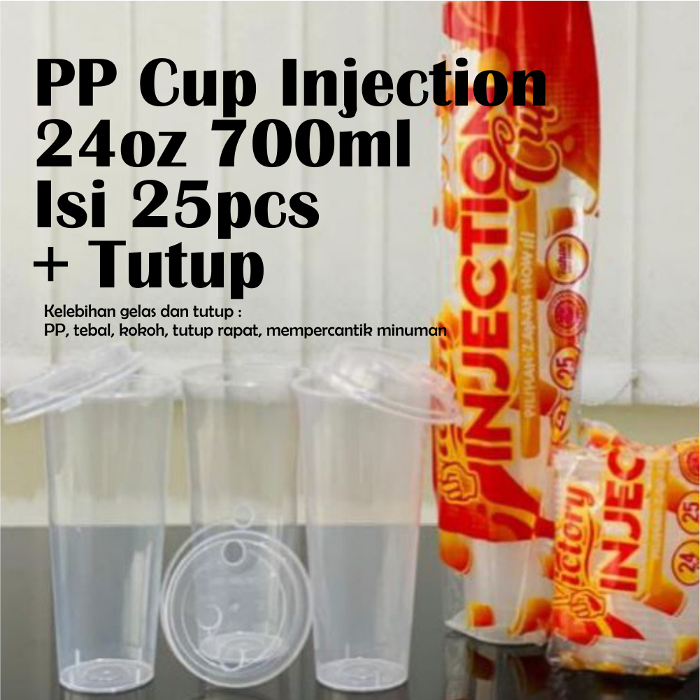 Cup injection + Tutup isi 25pcs (24oz/700ml) Cup Injection Reusable