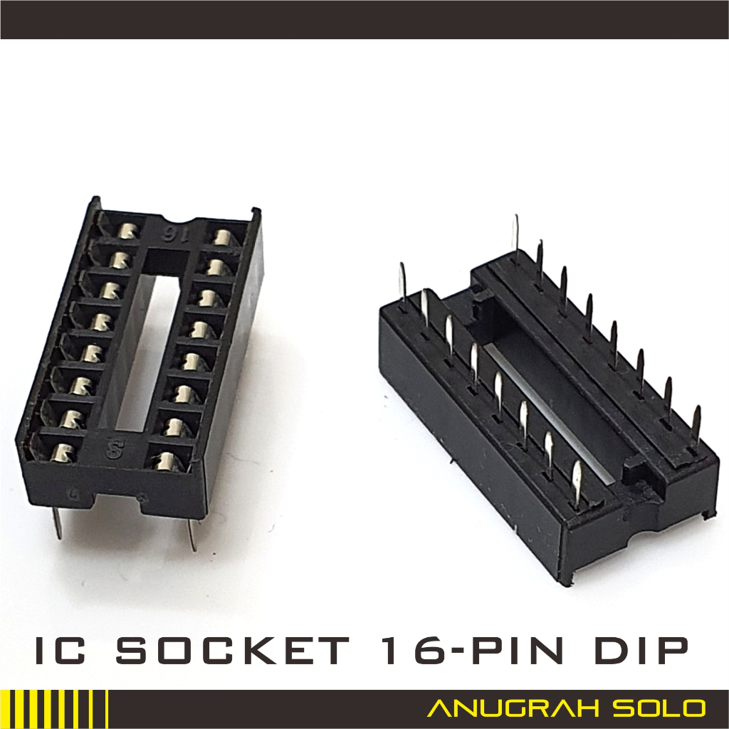 Soket IC 16 Pin Lubang Jepit Socket IC 16P Flat Pin DIP-16 16pin