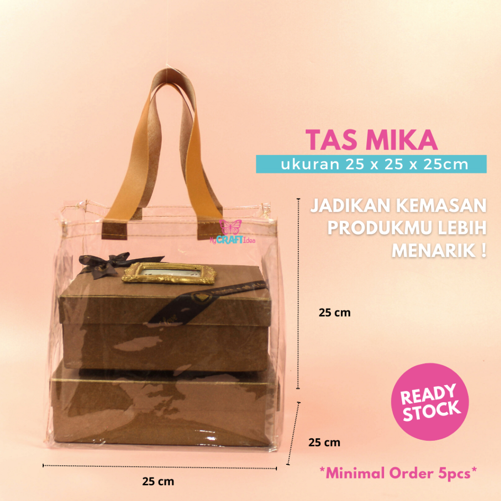 

Tas Mika 25x25x25 | Min. ORDER 5 PCS | Goodie Bag Hampers | Tas Mika Besar | Tas Mika Tenteng Kulit Sintetis | Tas Mika Transparan | Tas Mika PVC | Gift Bag | Tas Hajatan
