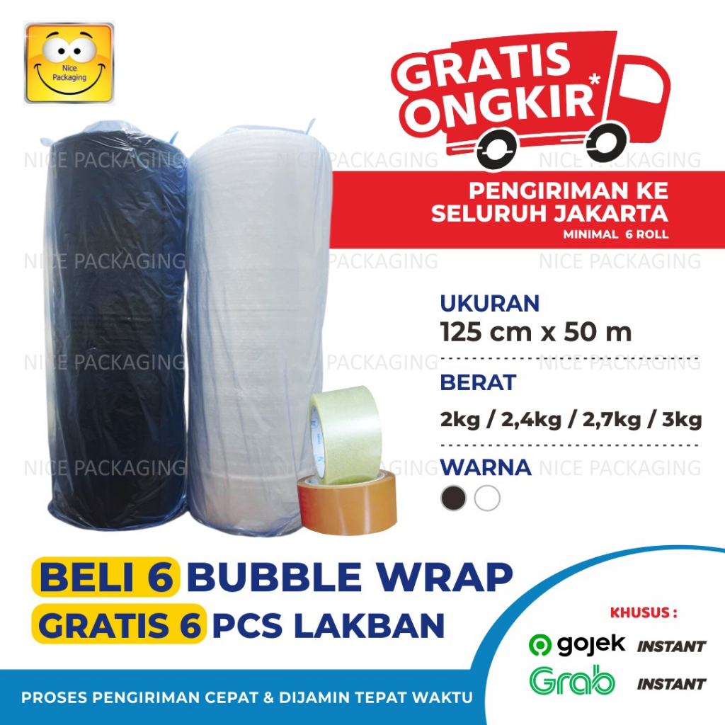 

[POLOS] plastik bubble uk125cm x 50Mtr / bubble wrap / bubble bening / bubble hitam / bubble / plastik bubble bening hitam / bubble roll / bubble wrap roll