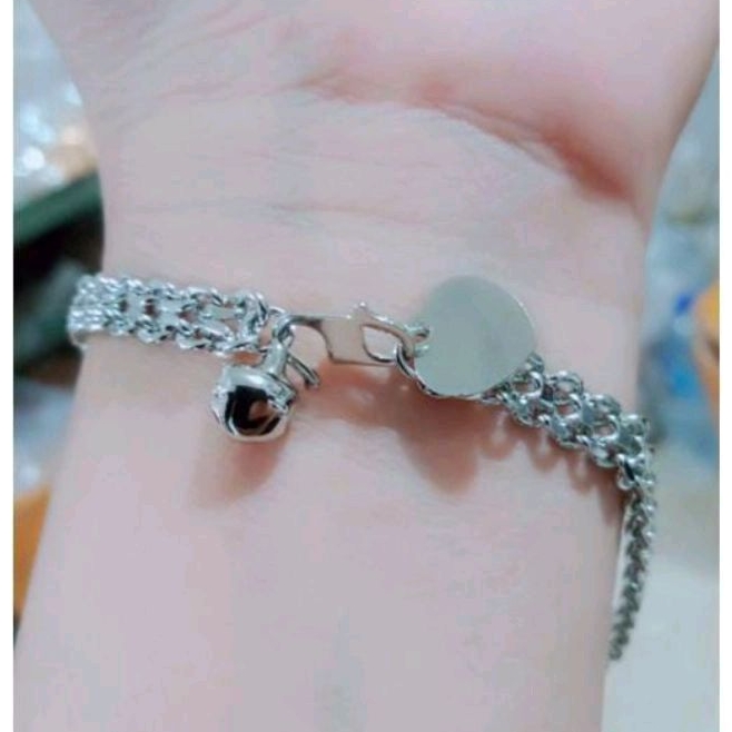 GELANG tikar wanita titanium silver ukuran 5 ml lapis emas 24k tidak bikin iritasi