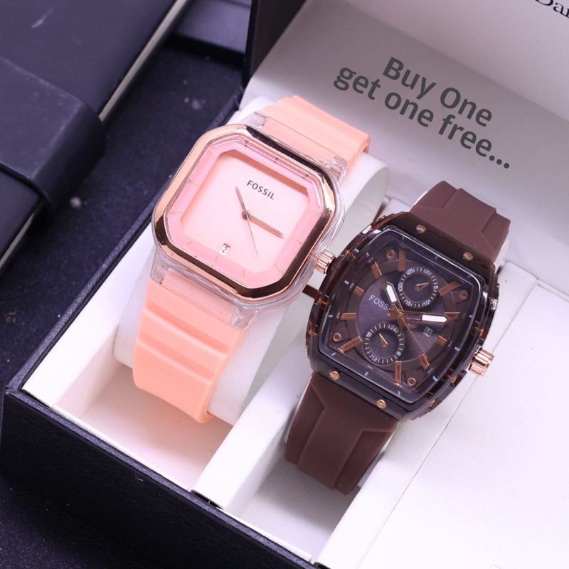 (Terima Cod)Jam Tangan Wanita Fashion Buy 1 Get 1 Paket Hemat kado Tanggal Aktif Hp Crono1+ Hp Casual Strap Rubber/Karet(Dikirim Jakarta)Best seller)