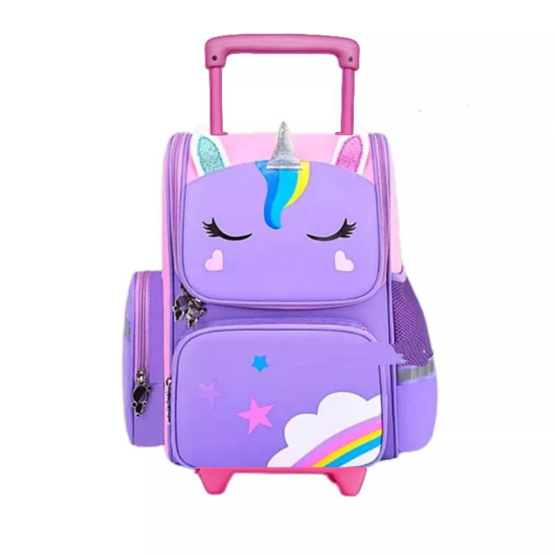 Troli Anak Sd Tas Unicorn Karakter Ransel Dorong Anak Perempuan TK SD