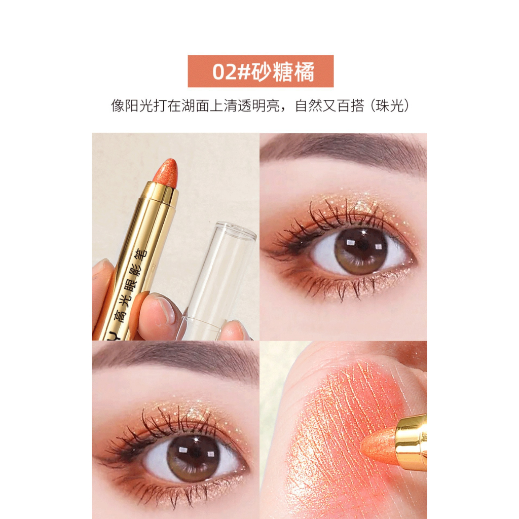 Bayangan Mata riasan mata malas pensil eyeshadow stabilo pena ulat sutra berbaring tongkat eye shadow ujung ganda Penyorot riasan mata tanpa noda