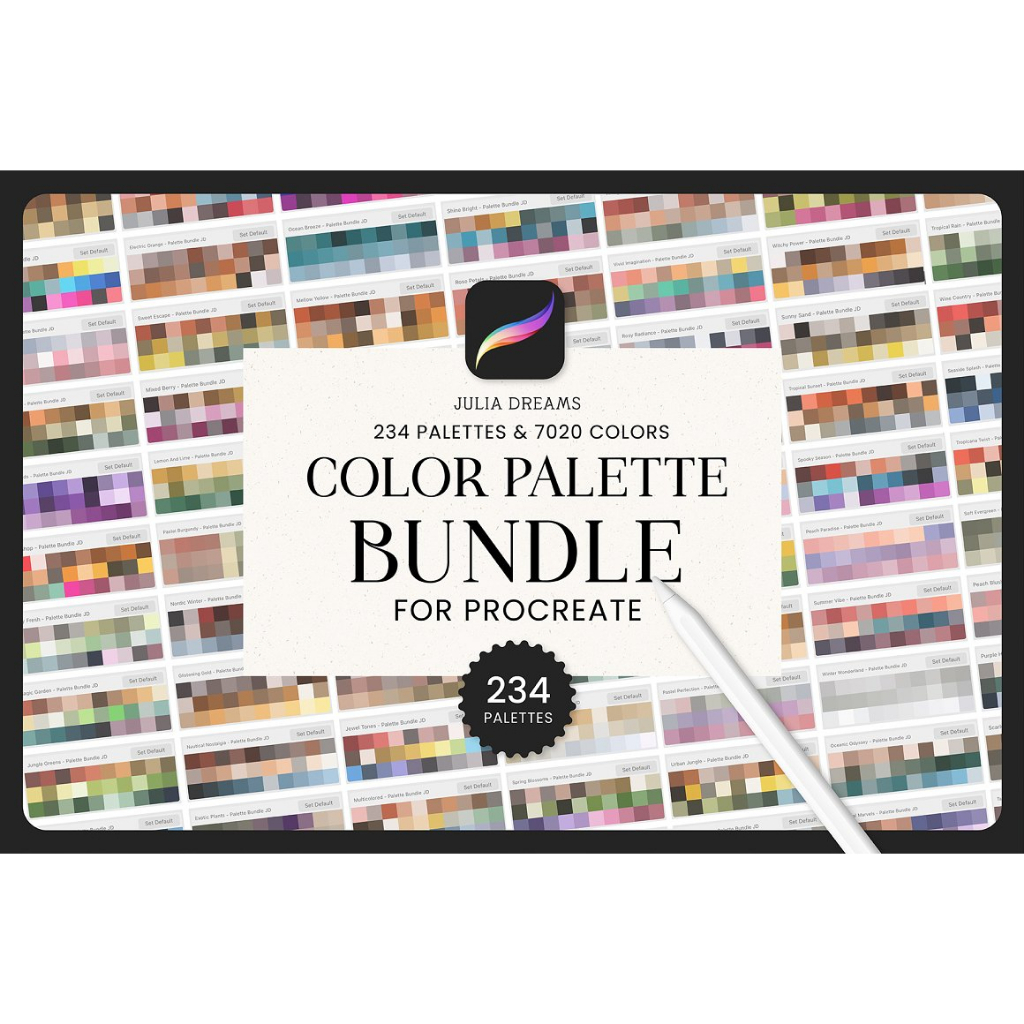 Procreate Swatches - 234 Color Palettes Bundle 7020 Colors