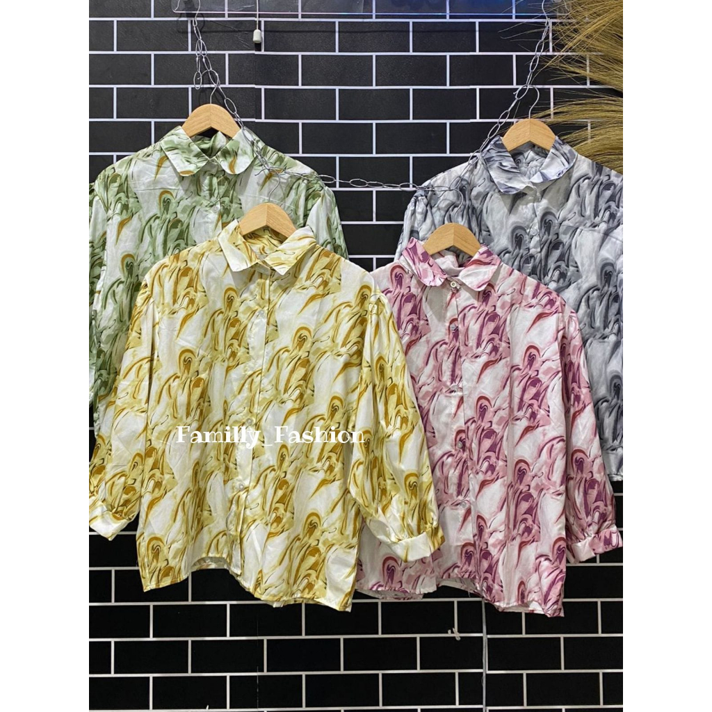 Carlotte marble puffy blouse wanita