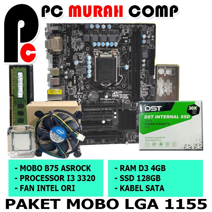 Paket Mobo Motherboard Mainboard LGA 1155 B75/ Paket tanpa Casing B75 plus RAM