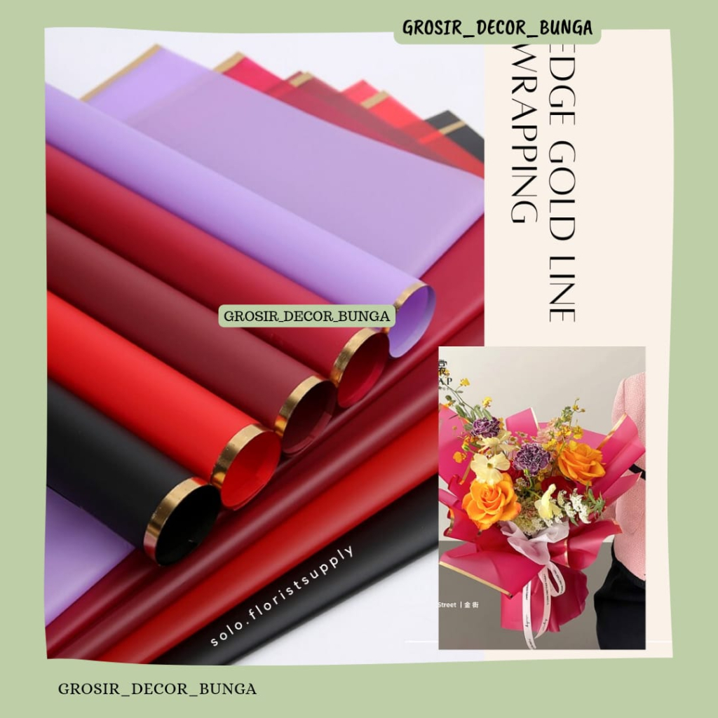 

(SW) EDGE GOLD LINE FLOWER WRAPPING COLOR TRANSPARENT CELLOPHANE KERTAS BUNGA BOUQUET BUKET KERTAS BUNGA POLOS UJUNG GARIS GOLD KERTAS KADO GIFT WATERPROOF WRAPPING PAPER BOUQUET BUNGA KERING BUKET BUNGA SABUN BUKET WISUDA CRAFT PAPER NONWOVEN PAPER
