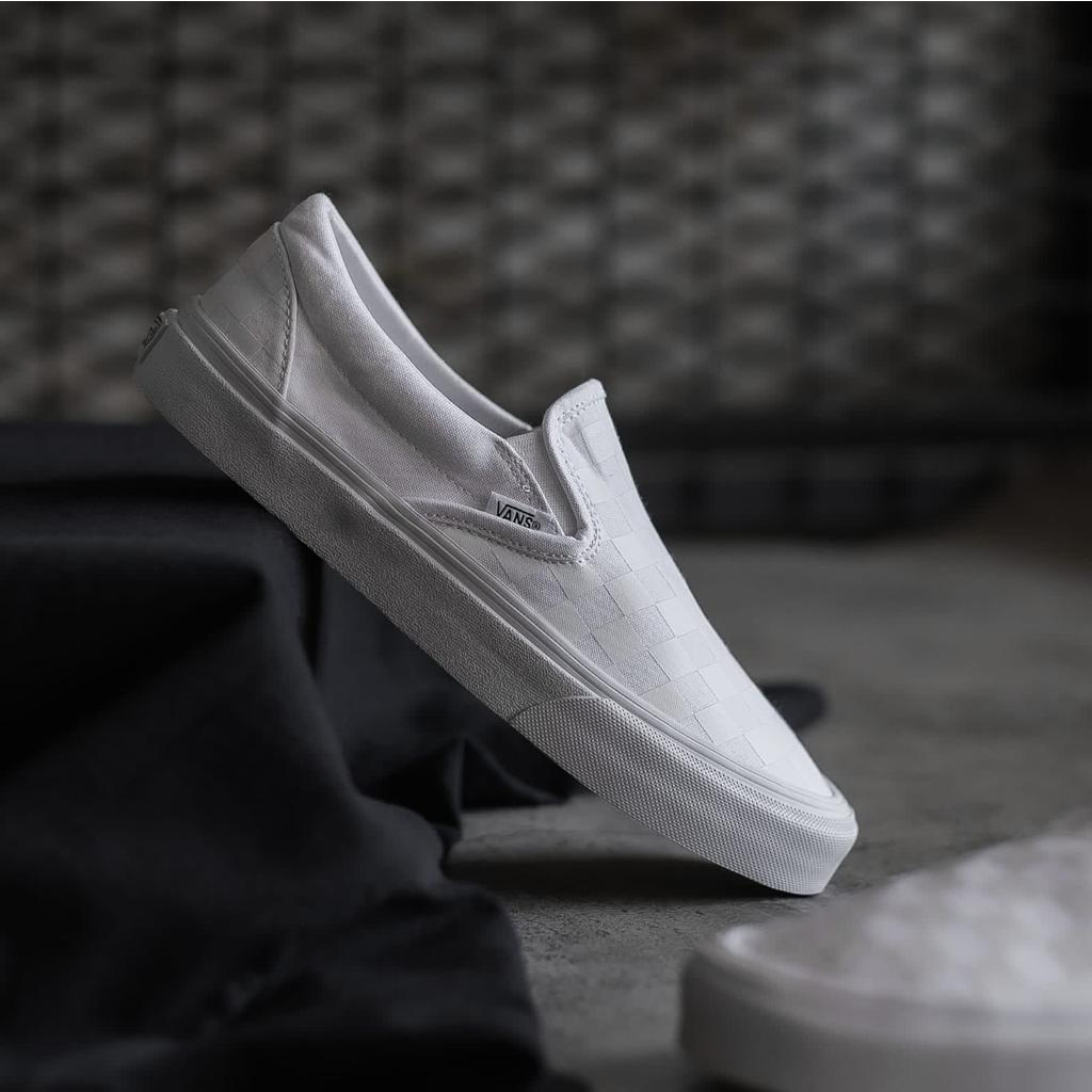 VANS SLIP-ON CHECKERBOARD TRUE/WHITE CLASSIC ORIGINAL 100% ( Global )