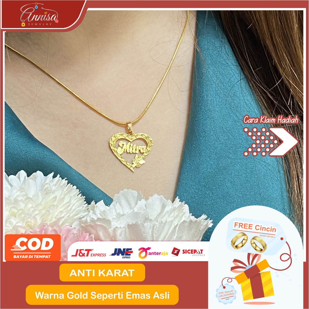 Kalung Nama grafir ukir custom nama model love kupu