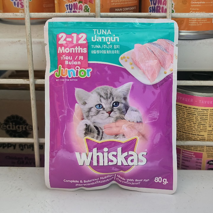 ( 24 Sachet / 1 Dus ) Makanan Kucing Whiskas Sachet Junior Tuna Pouch 80G Wet Food