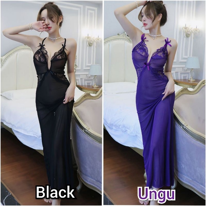 Lingerie Bodycon Dress Gaun Malam Pesta Panjang Bahan Premium  Sexy + G String