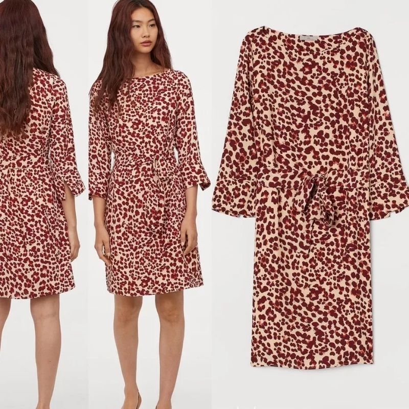 TUNIK SHORT DRESS HM LEOPARD PRINT NO BELT
