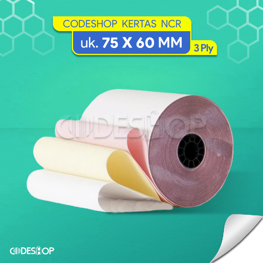 

Codeshop Kertas Struk NCR 75 x 60 MM 3 Ply Printer Dot Matrix