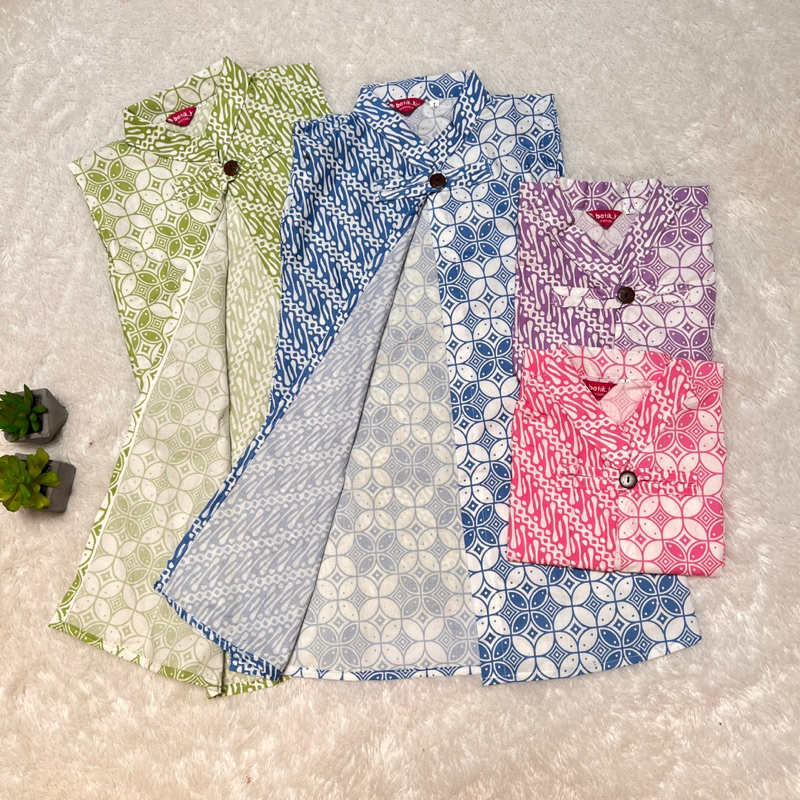 CARDIGAN BATIK ANAK DEWASA LONG OUTER BATIK IBU ANAK CANTIK WARNA CERAH PINK UNGU HIJAU BIRU CARDIGA