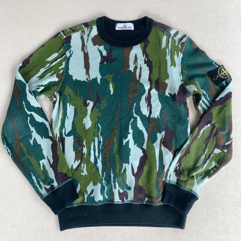 stone island  crewneck flowing camo