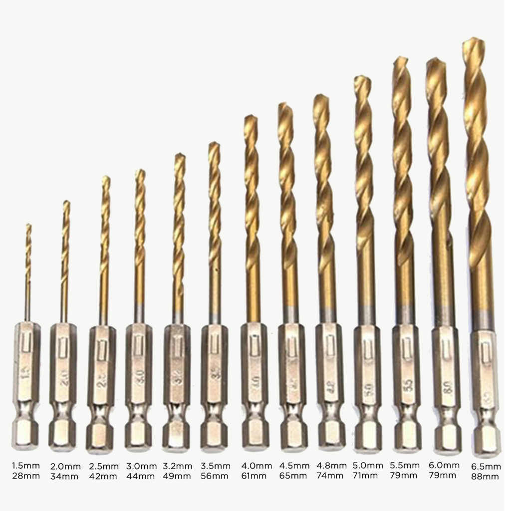 Mata Bor 1.5mm - 6.5mm Titanium Power Drill Steel 13pcs