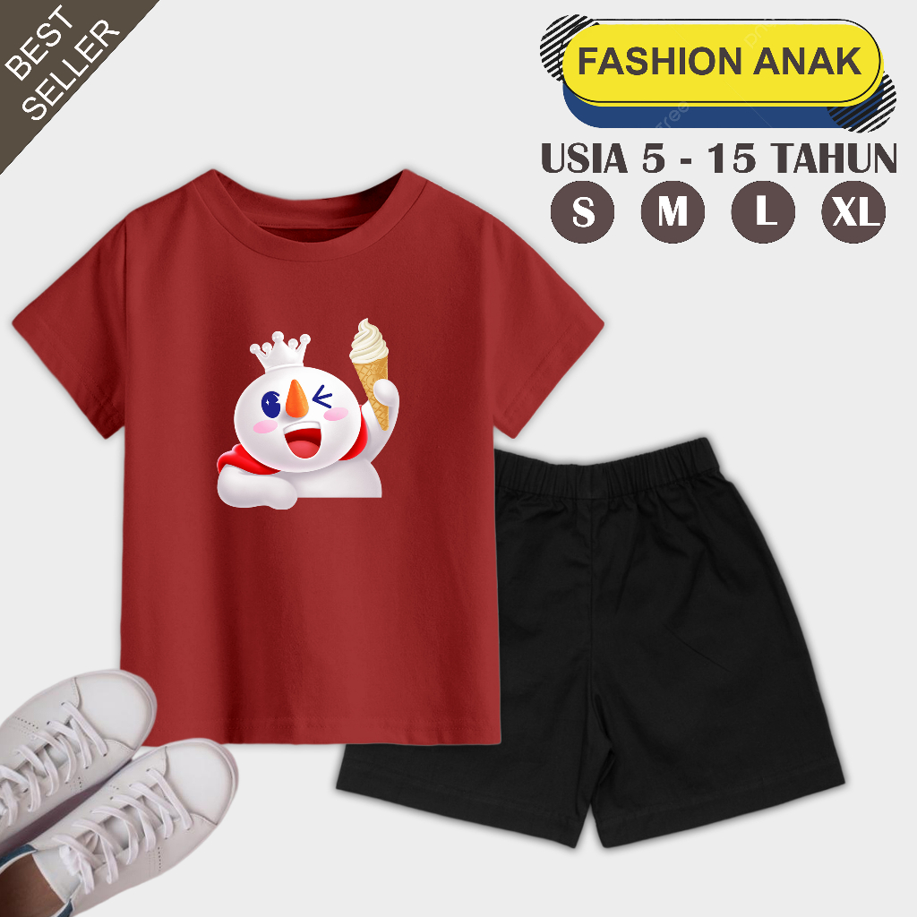 Setelan Anak Kaos dan Celana Pendek Unisex Usia 5 - 15 Tahun Bahan Katun Terry Soft