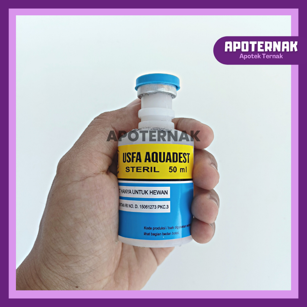 USFA AQUADEST 50 ml | Aquades Air Streril | Cairan Pelarut Vaksin atau Obat Bubuk | Cairan Pencuci Spuit