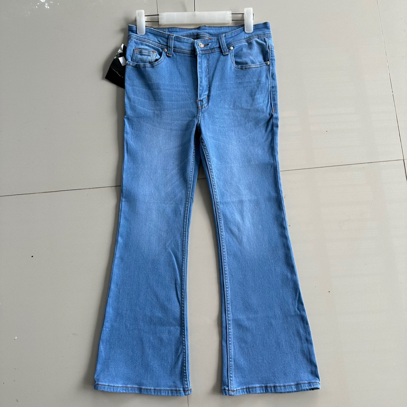 youngmoodis Dara celana panjang wanita cutbray import bahan jeans stretch