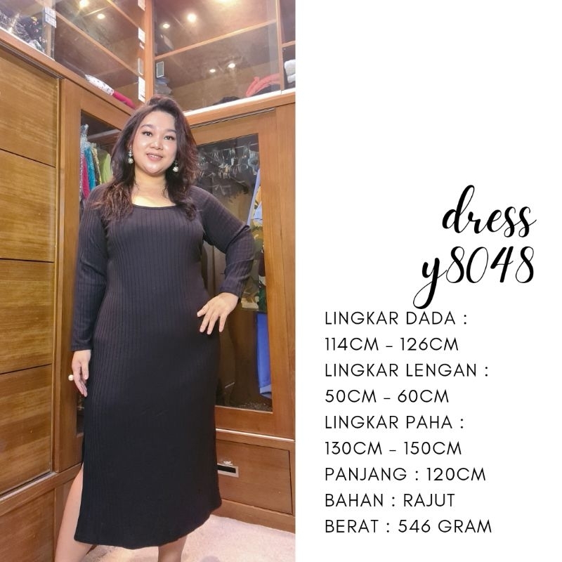 DRESS BIG SIZE HITAM LENGAN PANJANG