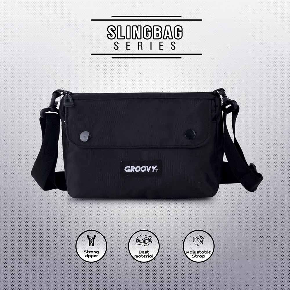 Tas Sling Bag Selempang Pria Groovy Distro Size Sedang
