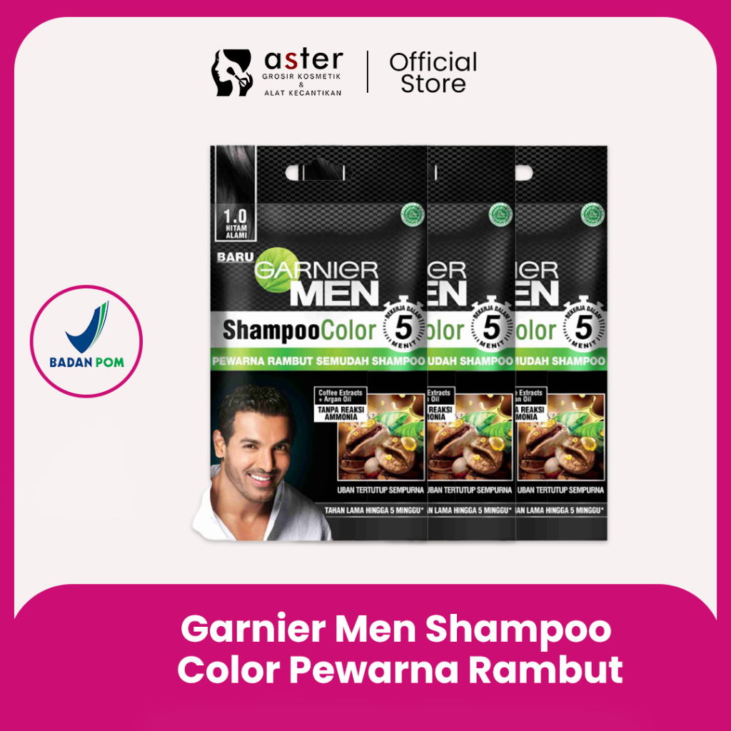 Aster Kosmetik - Garnier Men Shampoo Color Pewarna Rambut