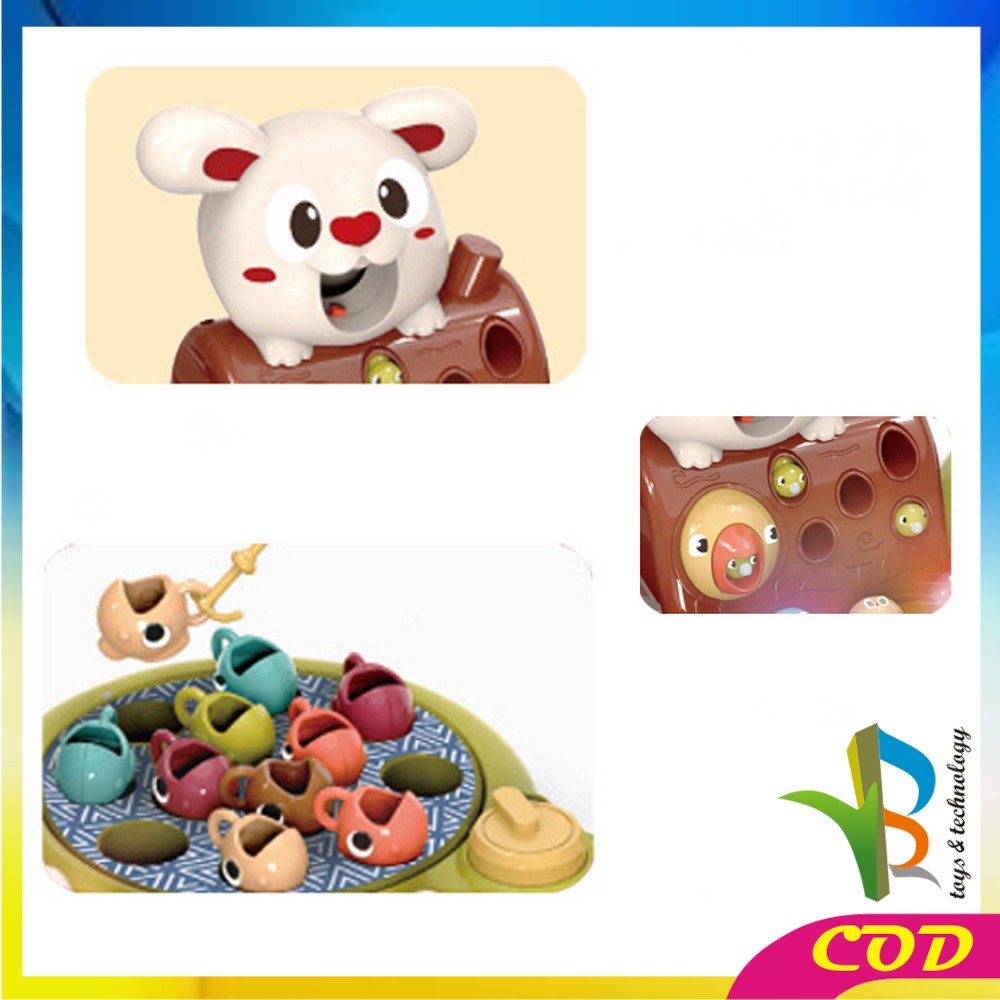 RB-M320 Mainan Edukasi 4IN1 Rabbit Farming Game Whack A Mole / Mainan Montessori Anak / Set Mainan Pancing Ikan / Fishing Kids Game Import