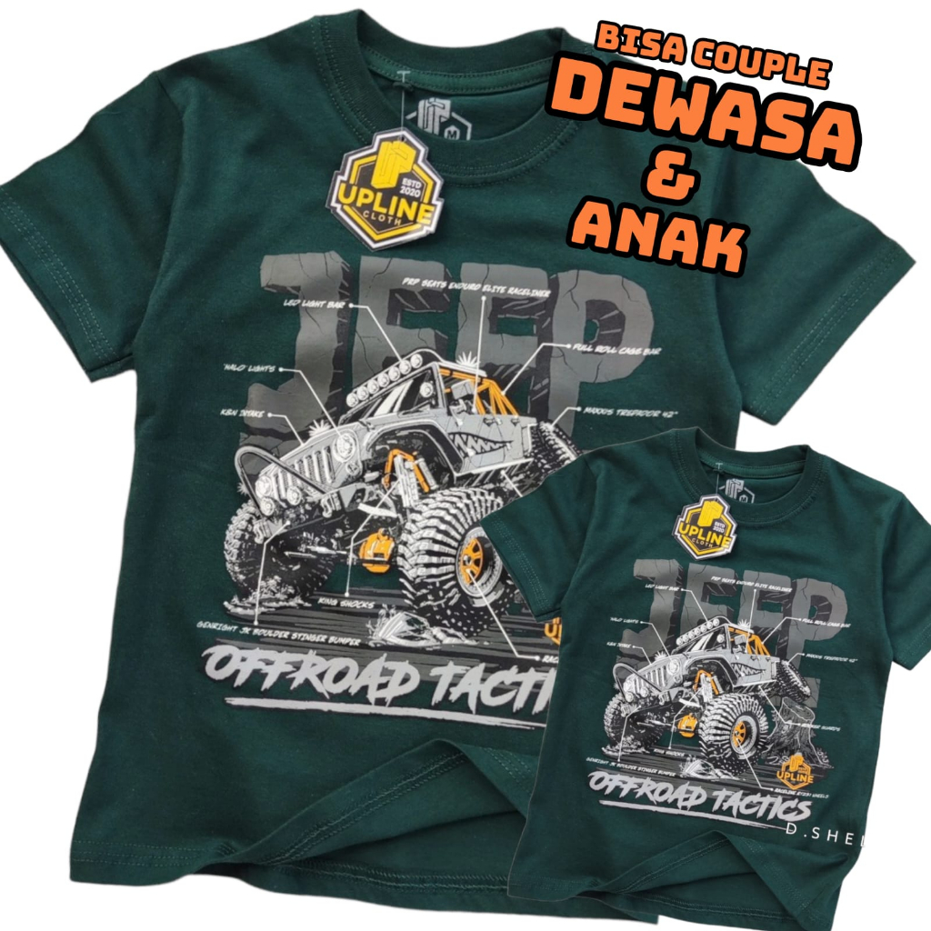 KAOS UPLINE COUPLE ANAK DAN DEWASA HIJAU BOTOL JEEP / D.SHELTER