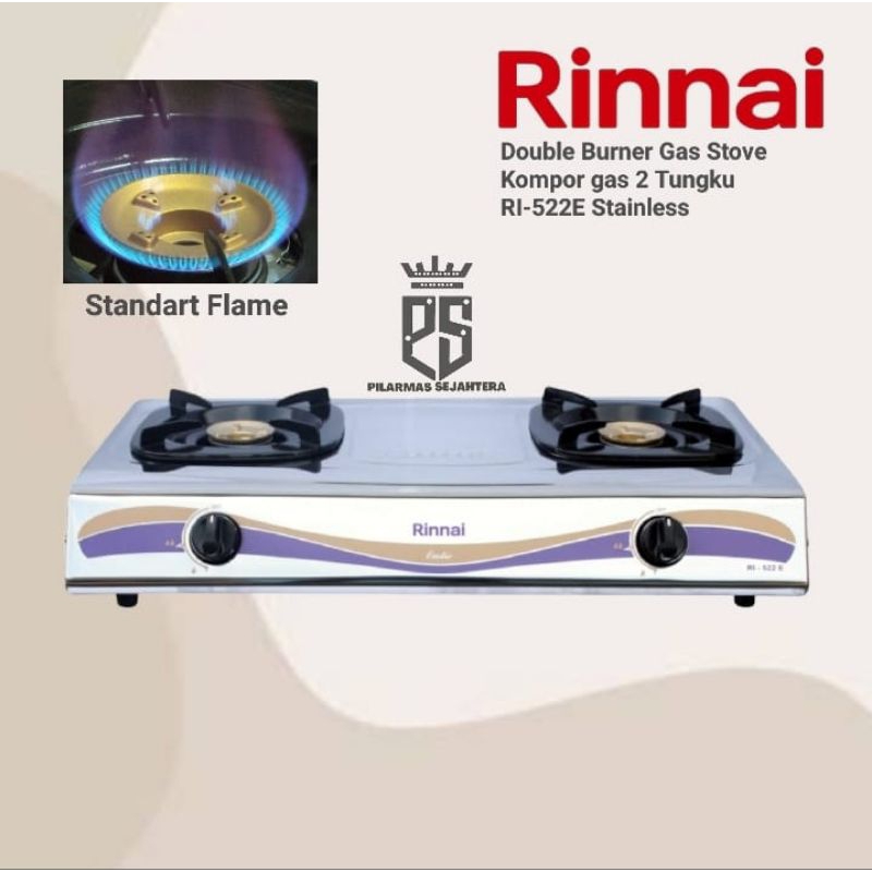 Kompor rinnai 2 sumbu RI522E Kompor gas rinnai Gas stove Double burner RI 522E rinnai 2 tungku