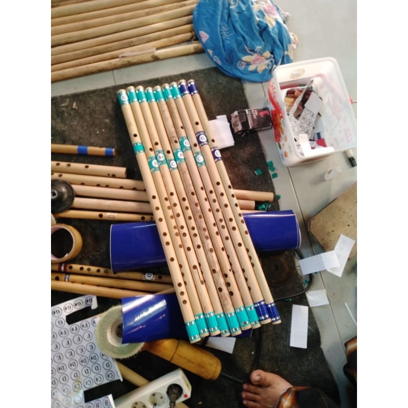 Suling bambu satu set isi 5 nada A B C F G