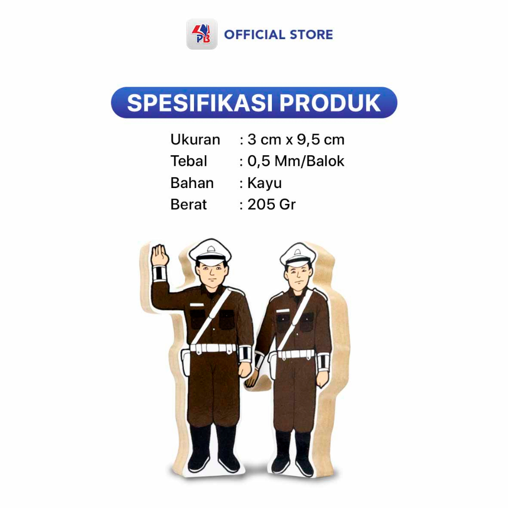 Mainan Edukasi Balok Kayu Aksesoris Polisi / Puzzle Anak Untuk Anak - BONUS Kartu UNO