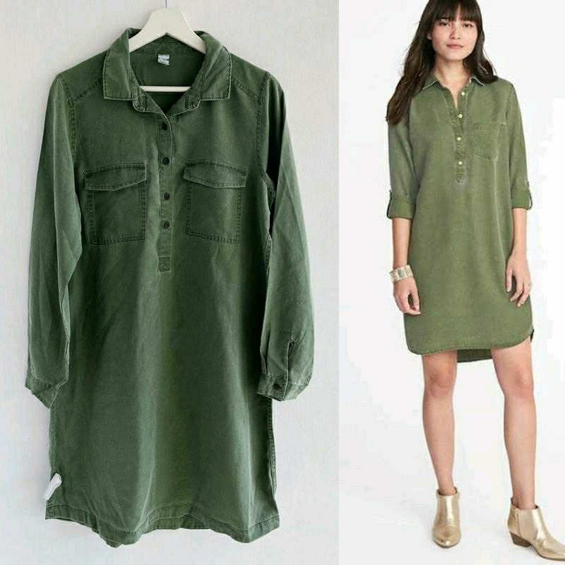 Old Navy Tencel Wash Long Sleeve Shirt Dress