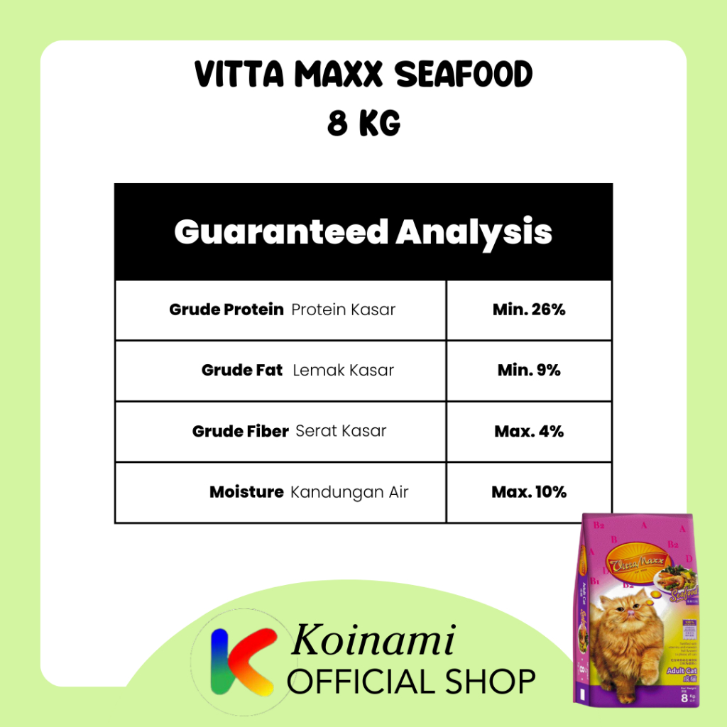 VITTA MAXX seafood 8 KG / vitamax / vita max / dry food / cat / pakan / makanan kucing adult