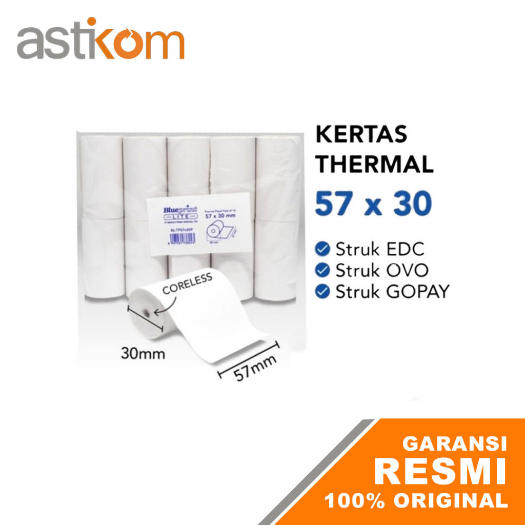 Kertas Roll Kasir Thermal Blueprint 57X30mm 1 Roll