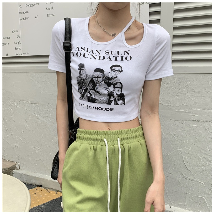 BV.ID BJ1155 Baju Atasan Tshirt Crop Top Kekinian Korean Style Kaos Vintage Wanita Sexy CropTee