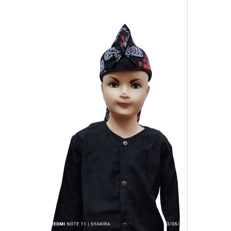 Stelan baju pangsi anak &amp; dewasa hitam polos free iket/baju adat tradisional