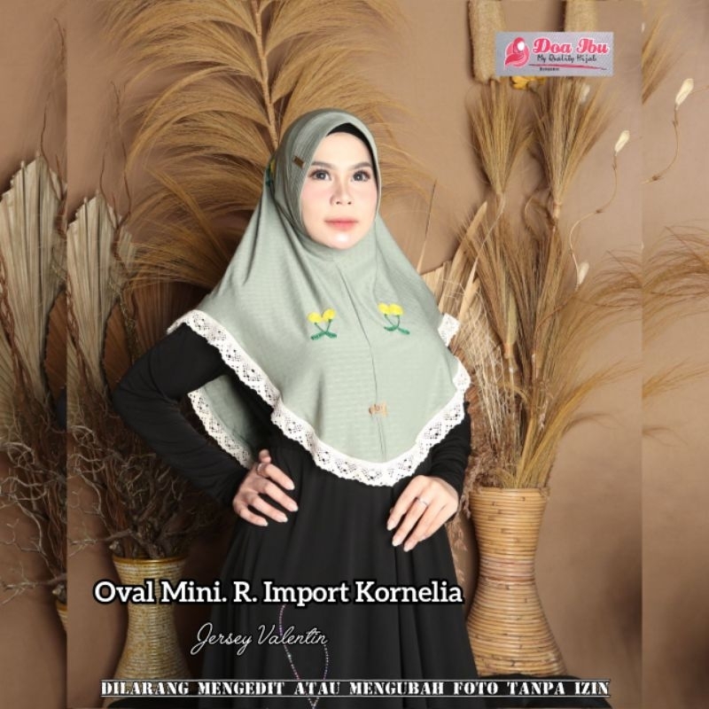 87 JILBAB DOA IBU OVAL MINI RENDA IMPORT 3D KORNELI