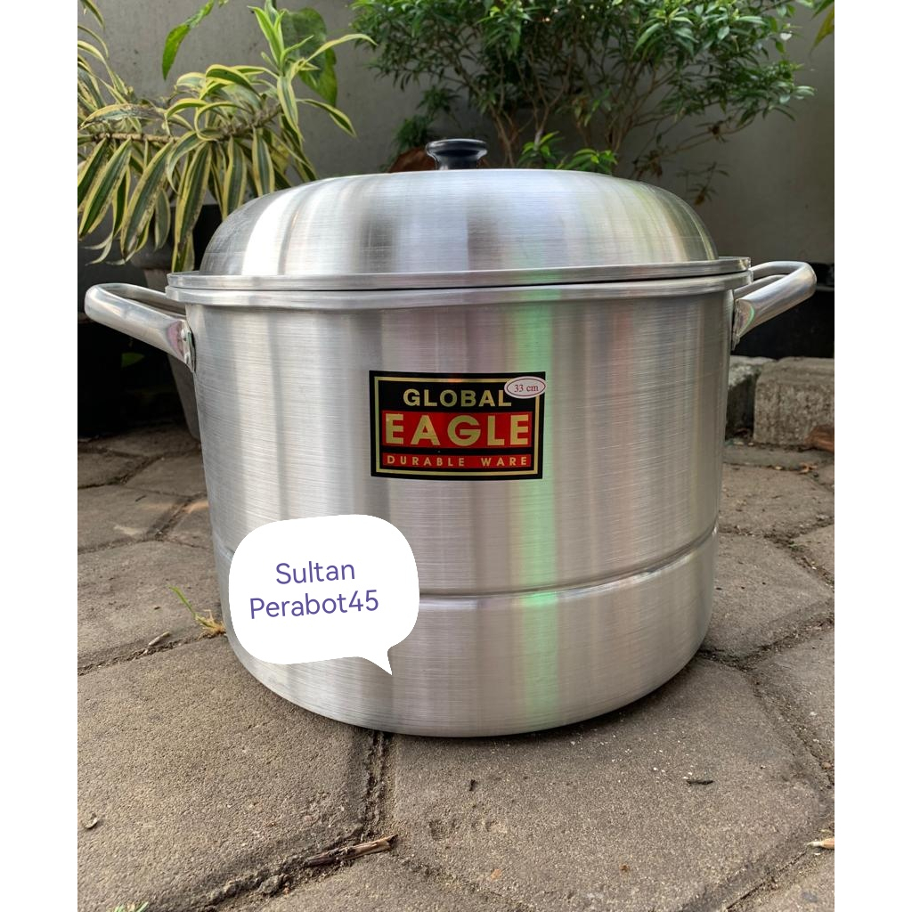 Panci Dandang Kukus 33 CM, 36 CM, 40 CM Aluminium Global Eagle Model Halco Panci Kukus Besar ( Free bubble wrap dan dust)