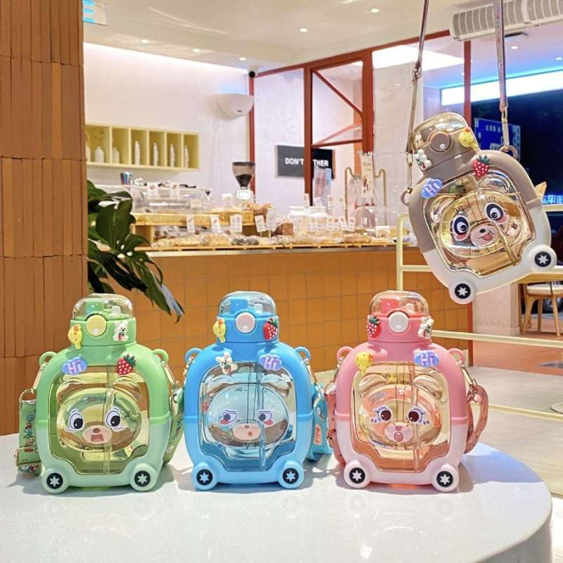 Botol Minum Anak Karakter BUFALLO Emoji Korea Lucu Stiker 3D 2D Kapasitas 1 Liter