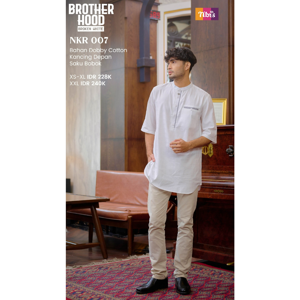 Nibras Koko Kurta NKR 07 Brother Hood Series Bahan Dobby Cotton Atasan Kurta Pria Simpel Modern Polos by Nibras bisa COD