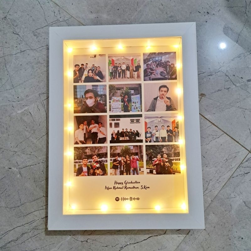 PHOTO COLLAGE 3D 20x30 WITH LED KADO WISUDA/BIRTHDAY/ANNIVERSARY/WEDDING