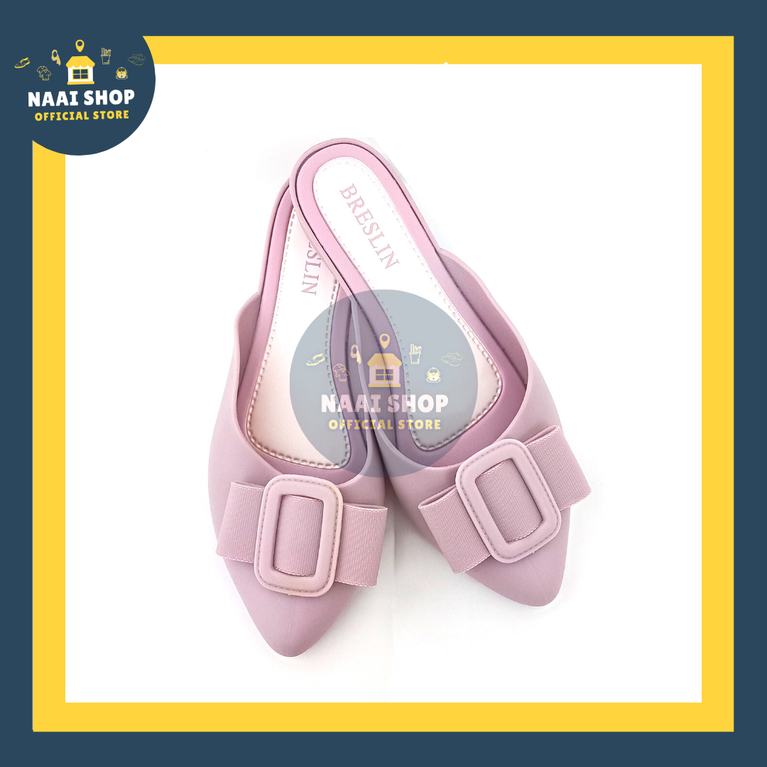 Sepatu selop wanita model Pita size 37-41 Sepatu mules wedges slop heels rendah cewek terlaris slip on import premium murah terbaru korea style Sepatu sandal casual kekinian naai shop breslin