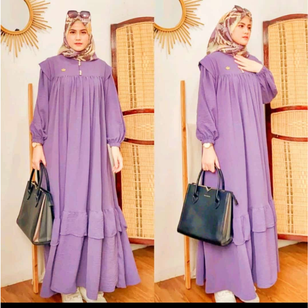 Dress Kala Crinkle Airflow jumbo Terbaru // Kala Dress Susun Crinkle Airflow Kekinian