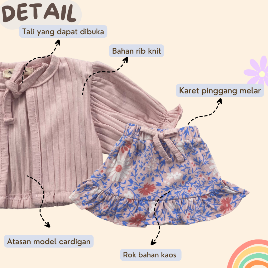 0-15 BLN SETELAN BAYI MONEL SET ROK BAYI PEREMPUAN BY MAYBEE (SNI) V2