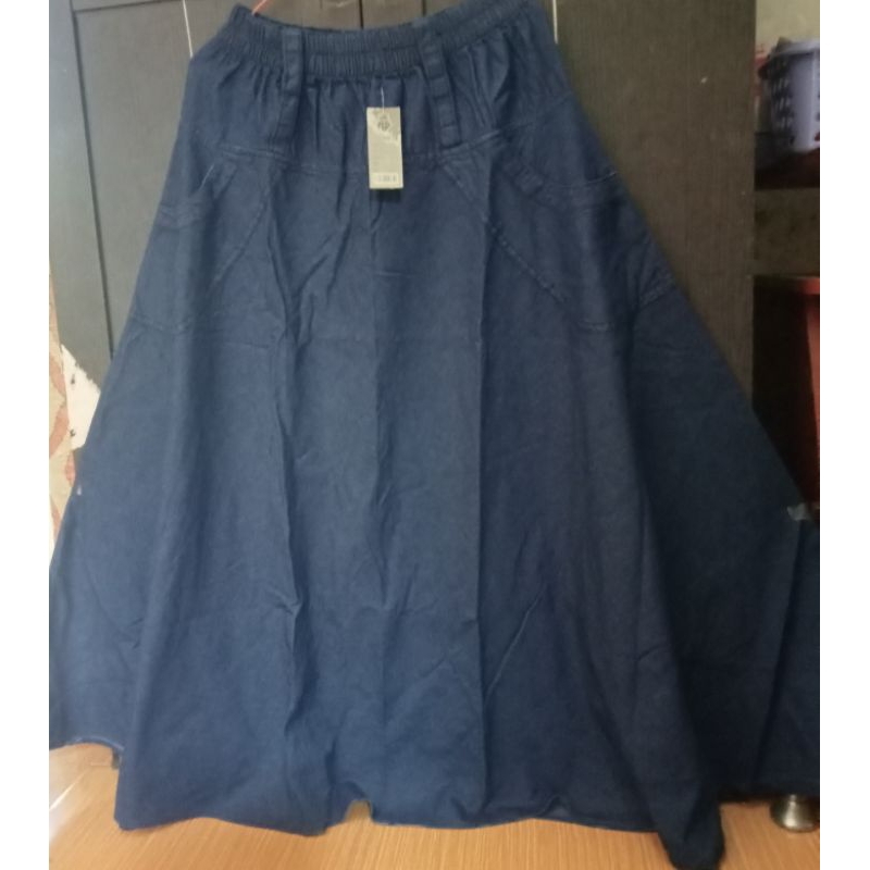 Rok jeans payung polos rok panjang
