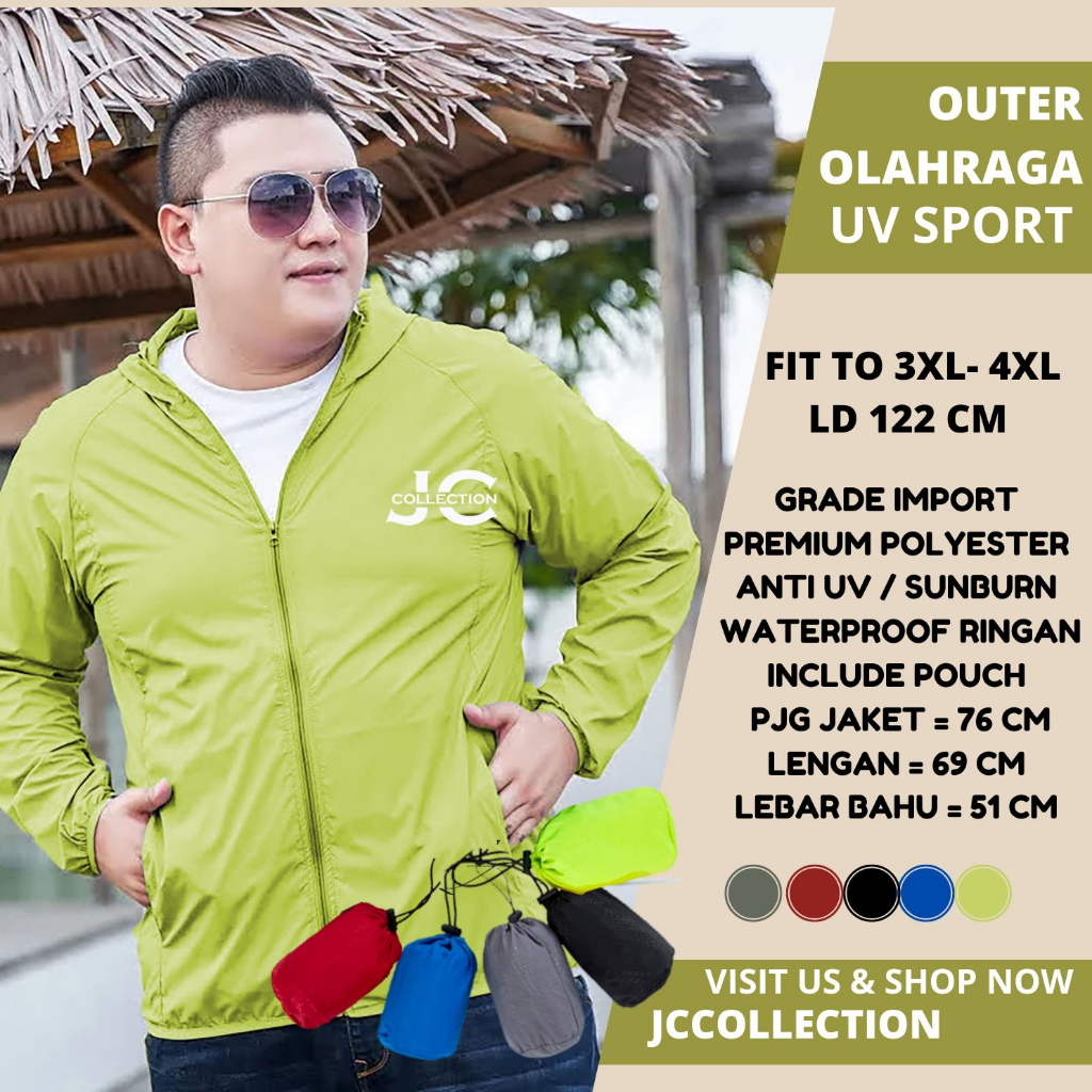 Jaket Olahraga UV Sport Jaket Trendy UNISEX 3XL-4XL / Outer Olahraga JCCollections